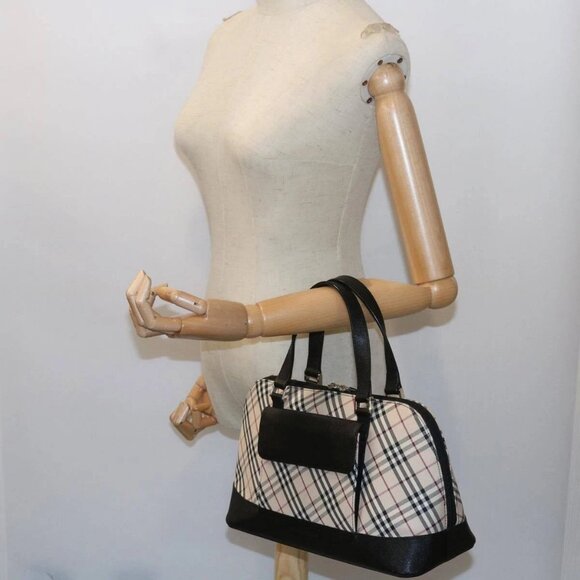 BURBERRY Nova Check Hand Bag Nylon Canvas Beige Auth - Picture 1 of 16
